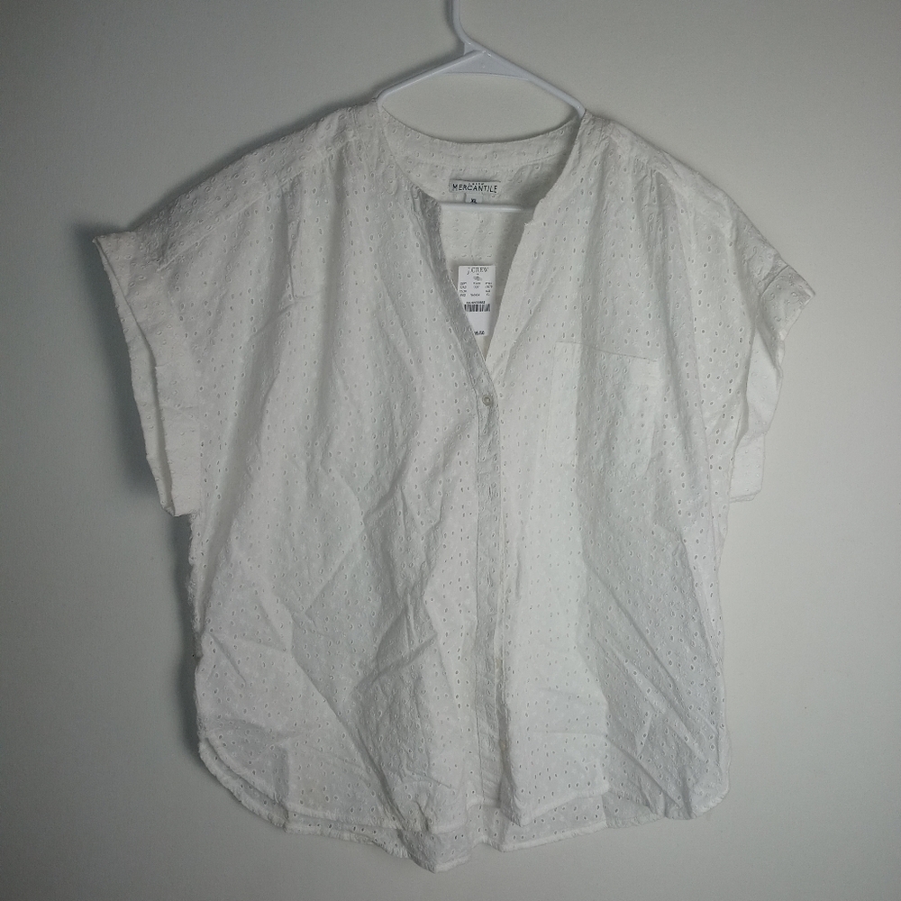 J. Crew Mercantile Eyelet Camp Shirt Size XL